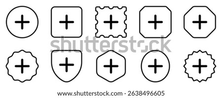 Vector plus positive add mark icon. Perfect for app and web interfaces, infographics, presentations, marketing, etc.