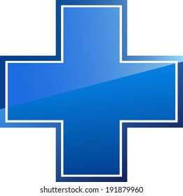 Vector plus sign, blue glossy icon