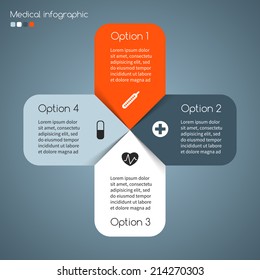 Vector plus sign infographic. Template for diagram, graph, presentation and chart. Medical healthcare concept with options, parts, steps or processes. Abstract background.