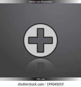Vector plus web flat icon. Isolated on white.