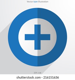 Vector plus web flat icon. Isolated on white.