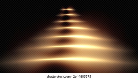 Vector png background with golden glowing lines. Golden glowing speed lines. Glow effect. Wave of light trace, fire trace line and swirl of glowing curve.For advertising,banners