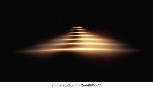 Vector png background with golden glowing lines. Golden glowing speed lines. Glow effect. Wave of light trace, fire trace line and swirl of glowing curve.For advertising,banners