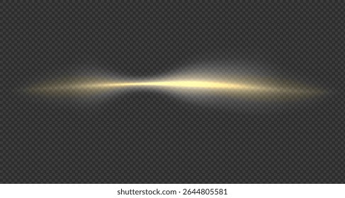 Vector png background with golden glowing lines. Golden glowing speed lines. Glow effect. Wave of light trace, fire trace line and swirl of glowing curve.For advertising,banners