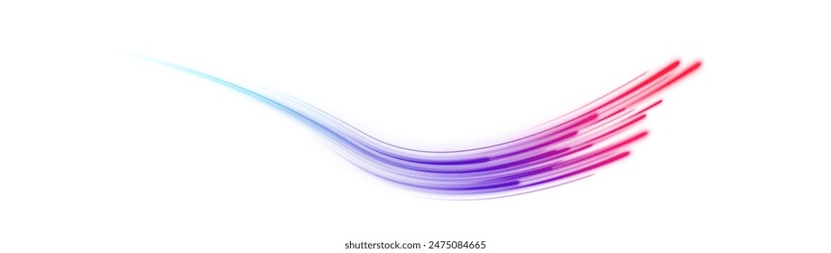 Vector png glitter light fire flare trace. Abstract image of speed motion on the road. Speed of light concept png background.	