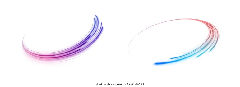 Vector png glitter light fire flare trace. Abstract image of speed motion on the road. Speed of light concept png background.	