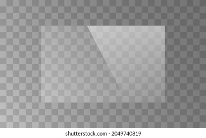 The vector png texture of rectangle glass plate, mirror, window isolated on transparent background