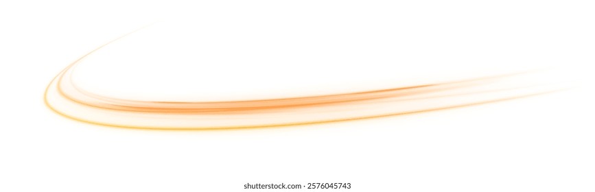 Vector PNG white abstract background with yellow gold glow, blurred light lines, waves. Bright sparkling speed line for futuristic design and banner. Energy flow tunnel