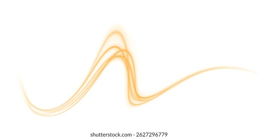  Vector PNG white abstract background with yellow gold glow, blurred light lines, waves. Bright sparkling speed line for futuristic design and banner. Energy flow tunnel.