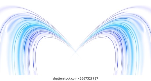 Vector PNG fondo abstracto blanco con brillo de neón ultravioleta, líneas de luz borrosa, ondas. Ilustración de la aceleración de la transferencia rápida de datos de la base de datos.	
