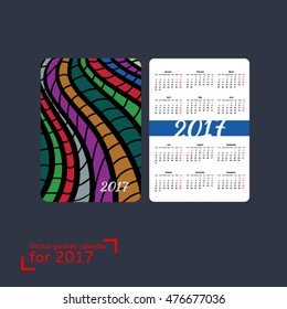 Vector pocket calendar for 2017. Calendar 2017 vector. Calendar with a beautiful cover