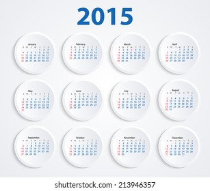 vector pocket calendar paper circle with shadow 3d 2015