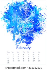 Vector pocket color calendar 2016. Ornament beautiful card with yoga poses. Calendar made in vector. Colorful hand drawn design for any other kind of design, birthday and other holiday, yoga, india