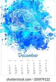Vector pocket color calendar 2016. Ornament beautiful card with yoga poses. Calendar made in vector. Colorful hand drawn design for any other kind of design, birthday and other holiday, yoga, india