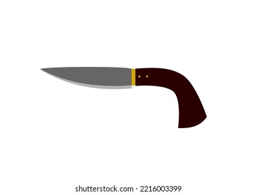Vektor Taschenmesser brauner Holzgriff Zwischen dem Messerkörper und dem Griff ist eine goldene Mantel. geeignet zum Tragen beim Wandern