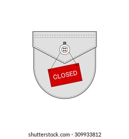 Vector pocket with plate. Vector illustration.