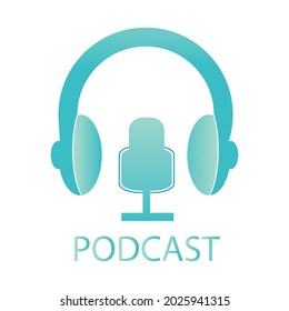 Diseño del logotipo del podcast vector en fondo blanco