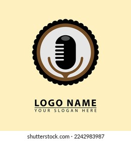 vector podcast studio logo icon.Abstract podcast studio vector in simple elegant flat illustration style. Great for studio, music, sound, etc.