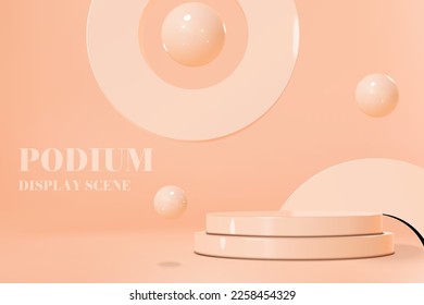 Escena de la pantalla del podio vectorial con composición geométrica