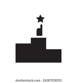 vetor de um pódio coberto com um ícone de estrela, representando realização, classificação de desempenho e metas de sucesso. Ideal para premiações e relatórios de negócios.