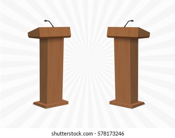 Vector Podium Tribune with Microphones Isolated.vector illustration