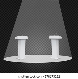Vector Podium Tribune with Microphones Isolated.vector illustration