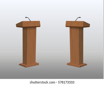 Vector Podium Tribune with Microphones Isolated.vector illustration