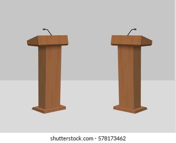 Vector Podium Tribune with Microphones Isolated.vector illustration