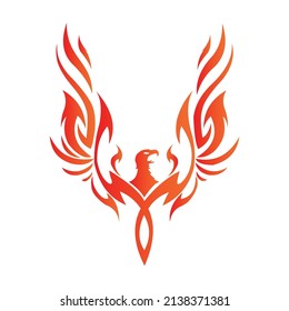 vector poenix logo with fire gradient color
