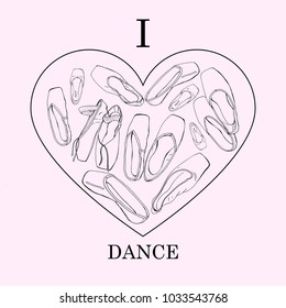 Vector pointe shoes illustration on pink background