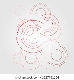 Vector pointed circle background Connect geometric design on a gray gradient background