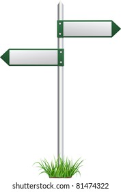 Vector pointer boards on a grass. Index