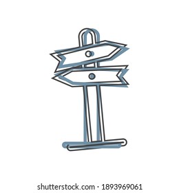 Vector pointer direction icon on white isolated background.