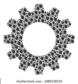 Vector pointer finger icons are united into gear figure. Industrial design concept constructed of pointer finger components.