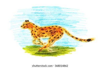 Vector pointillism drawn running cheetah