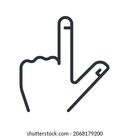 Vector pointing finger line icon isolated on transparent background. 