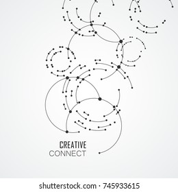 Vector points connecting circles background. Geometric abstraction design with lines and points.