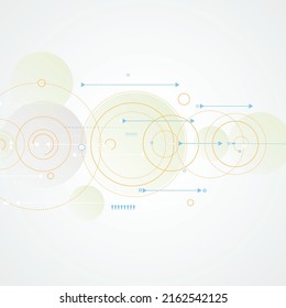 Vector points and lines connecting circles background. Geometric abstraction design with lines and points. Straight line and circles dynamics
