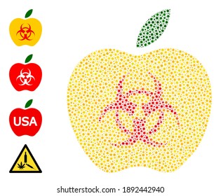 Vector poison apple icon covid-2019 mosaic. Poison apple mosaic is made of small covid viral elements. Abstraction is organized for doctor projects.