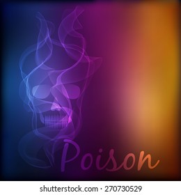 Vector poison Skull on blurred background.  No smoking concept
