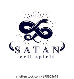 Vector poisonous snake, evil spirit black graphic vector emblem.