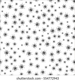 Vector Poisonous Spider Seamless Pattern on White Background