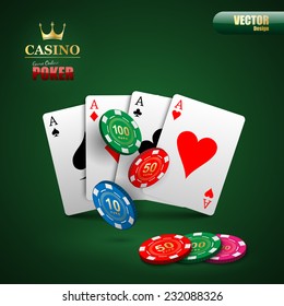 Vector poker background with playing cards and chips.vector