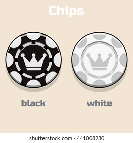 Vector Poker black and White Chips in vector image