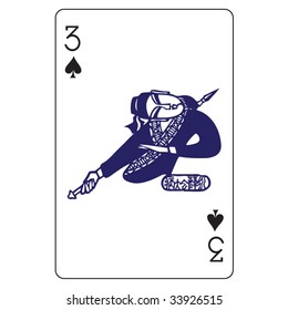 Vector of poker card with traditional Chinese culture icons, ancient character from the famous novel "Water Margin", in Song Dynasty