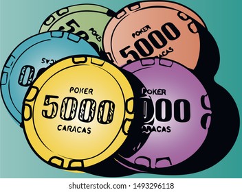Vector, poker chips, art style.