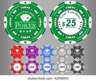 vector poker chips, easy to edit