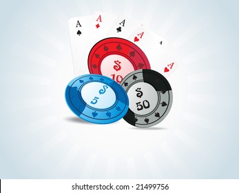 vector of poker chips and playing cards