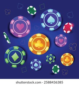 Vector Poker Game, Tokens vector Background.