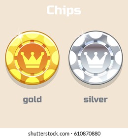 Vector Poker Gold and silver Chips, resource gaming element